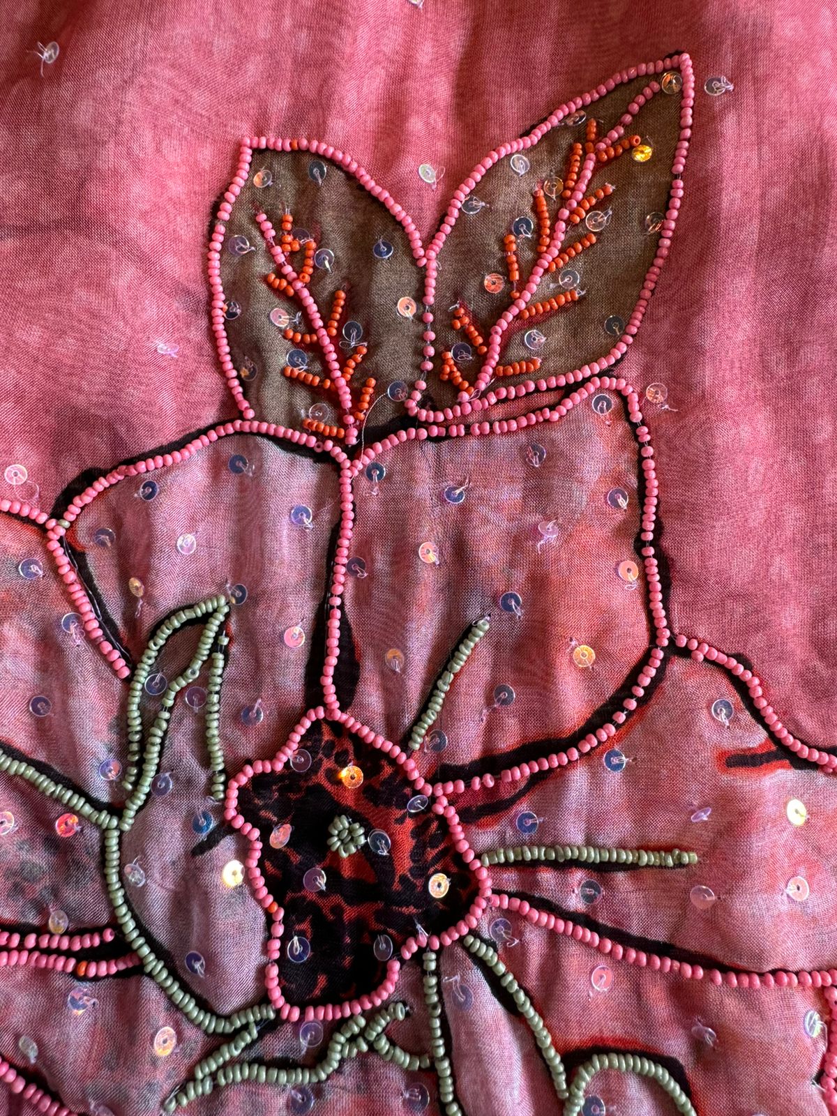 Soft digital printed Shirt with multi coloured beadwork design